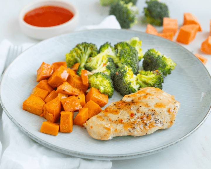 Sweet Chili Chicken, Sweet Potatoes, and Broccoli