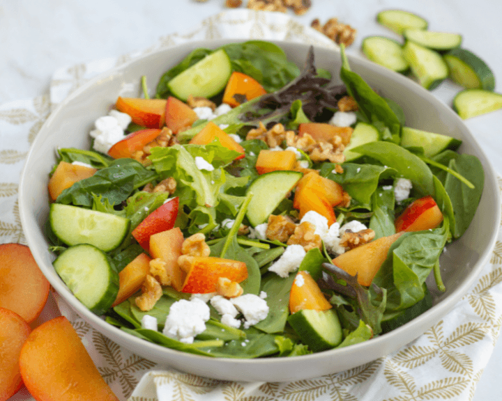 Plum Salad with Goat Cheese and Walnuts