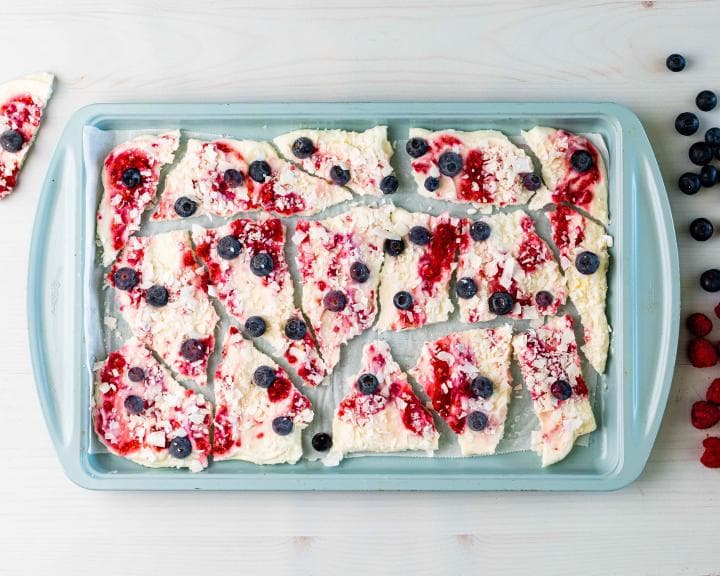 Raspberry Swirl Frozen Yogurt Bark